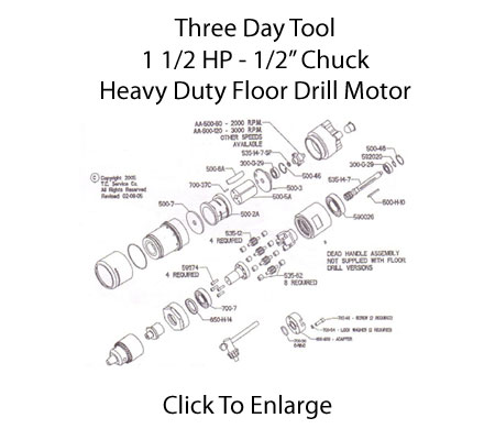 Three Day Tool 1 -1/2 Floor Drill Parts Schematic
